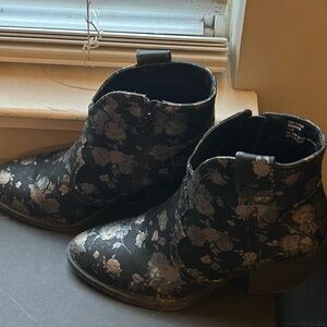 Sugar Black Floral Ankle Booties